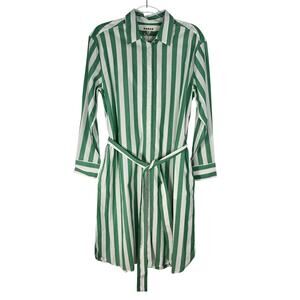 Boden Cotton Midi Shirt Dress Relaxed Fit Long Sleeve Button Front Waist Tie 10